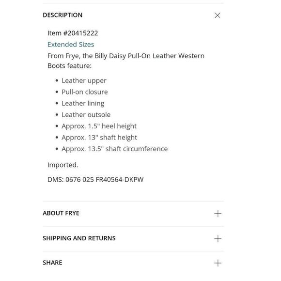 FRYE Billy Daisy Pull-On Leather Western Boots in Light Metallic Gold, sz 7 - Picture 13 of 16